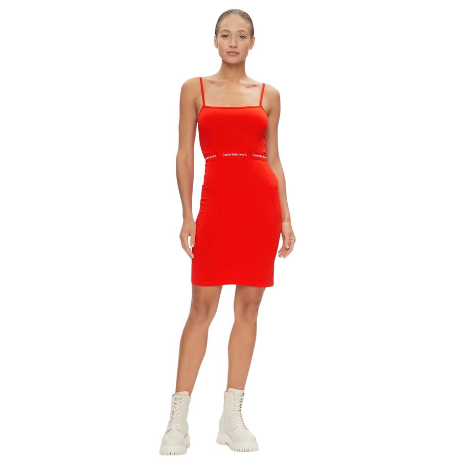 Logo tape strappy dress - vestito di maglina Calvin Klein | J20J219644XA7
